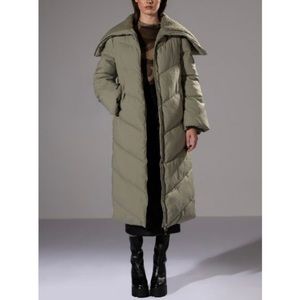 Olive Sherpa Collar Maxi Puffer Winter Coat